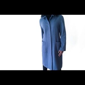GAP Blue Long Lined Nylon Wool Coat